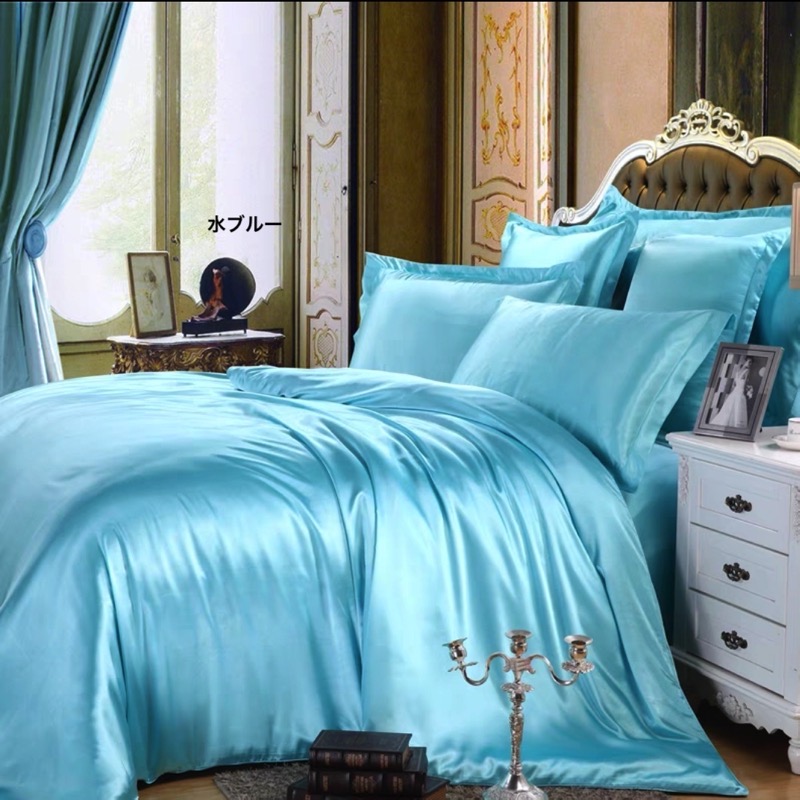 高級シルクシーツ4点セット 掛け布団カバーセット 正絹 ベッド用セット