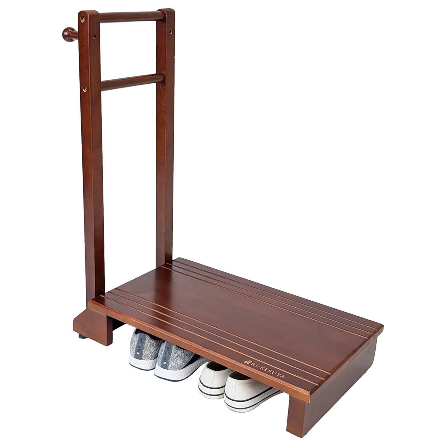 介護の専門家監修】玄関 踏み台 手すり付き 3年保証 木製 RUKEStep