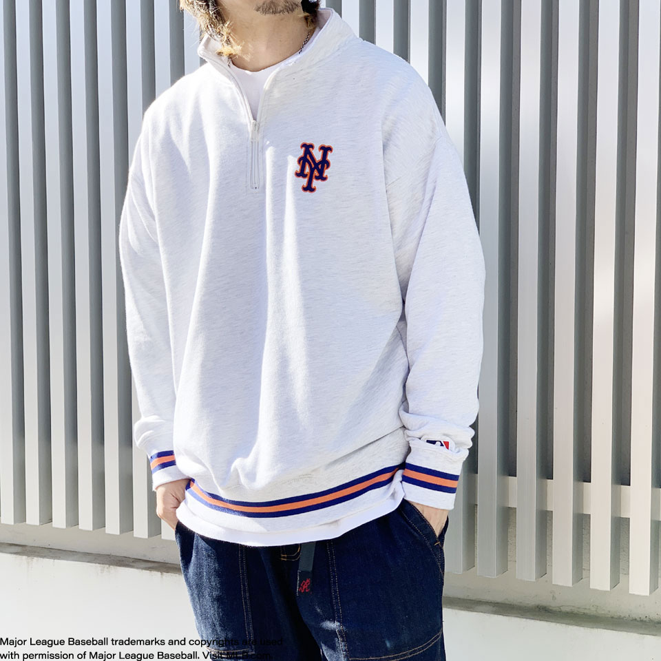 MLB 全2色 メジャーリーグベースボール ハーフジップスウェット HALF
