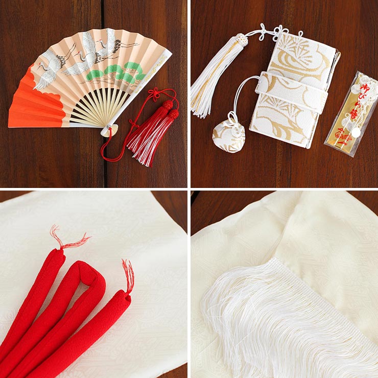 正絹 七五三 7歳 着物セット 女の子 向い鶴に桜と松 赤 SP37 753 販売