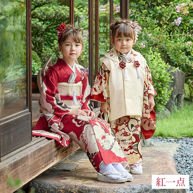 正絹 七五三 7歳 着物セット 女の子 赤色 SP40 販売 フルセット 753