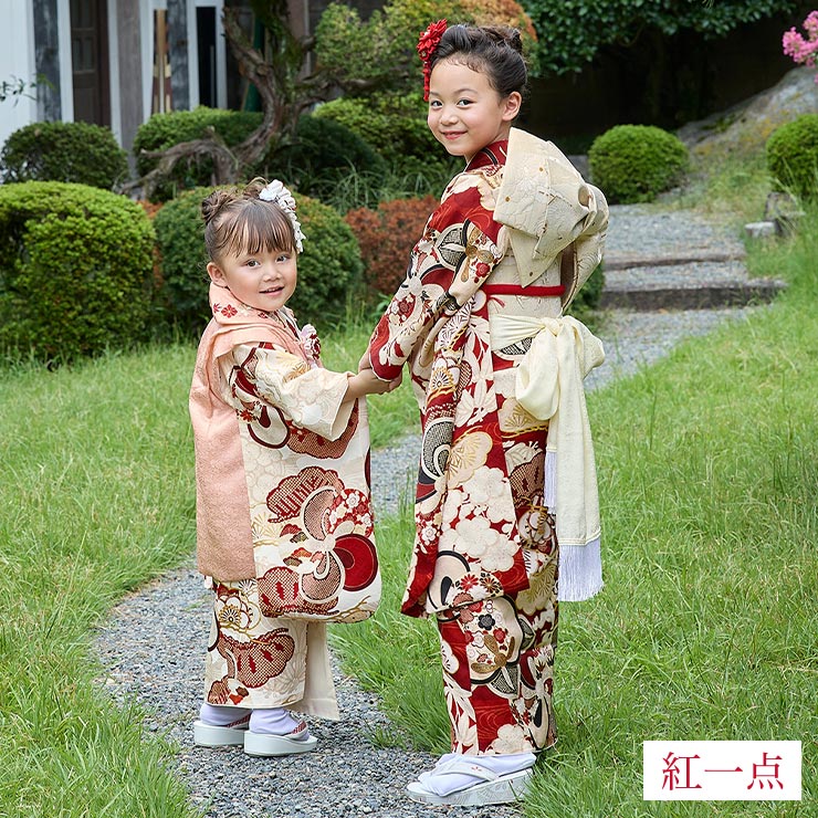 正絹 七五三 7歳 着物セット 女の子 赤色 SP43 販売 フルセット 753