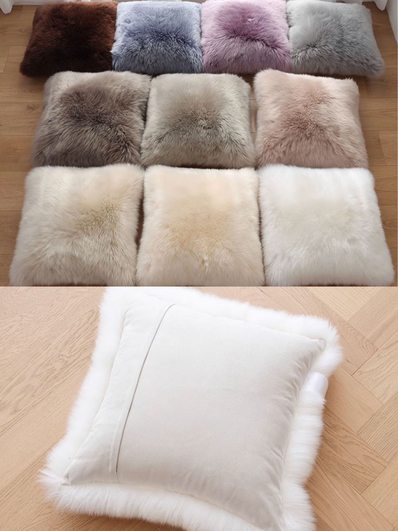 クッションカバー 45×45 ムートン 長毛 洗える ピロークッション