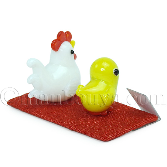 干支の置物 酉 ニワトリ ガラス細工 ミニチュア 雑貨 正月飾り 十二支