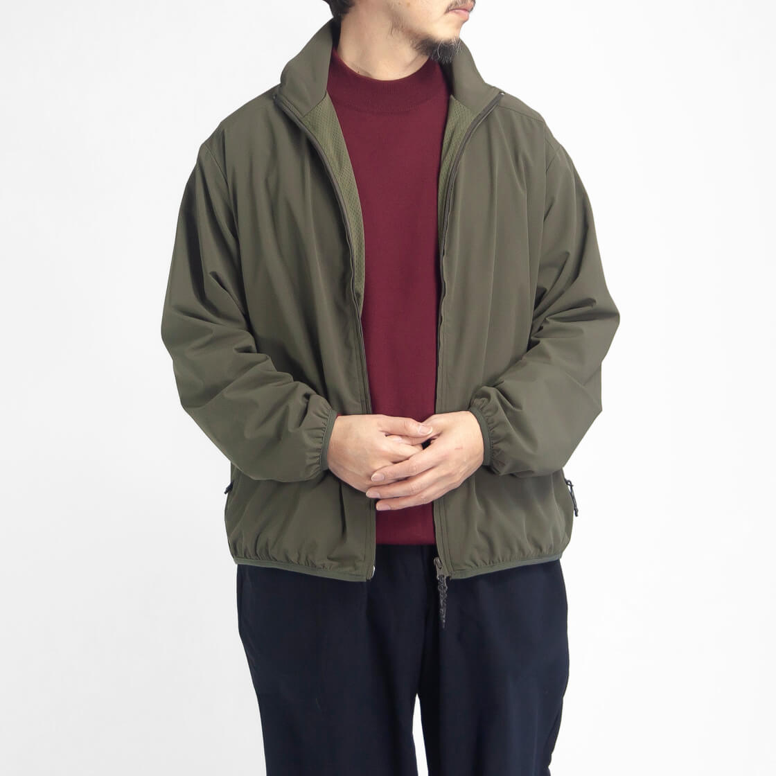 スタンドカラーブルゾン ジップアップ LAOTOUR 撥水ストレッチナイロン