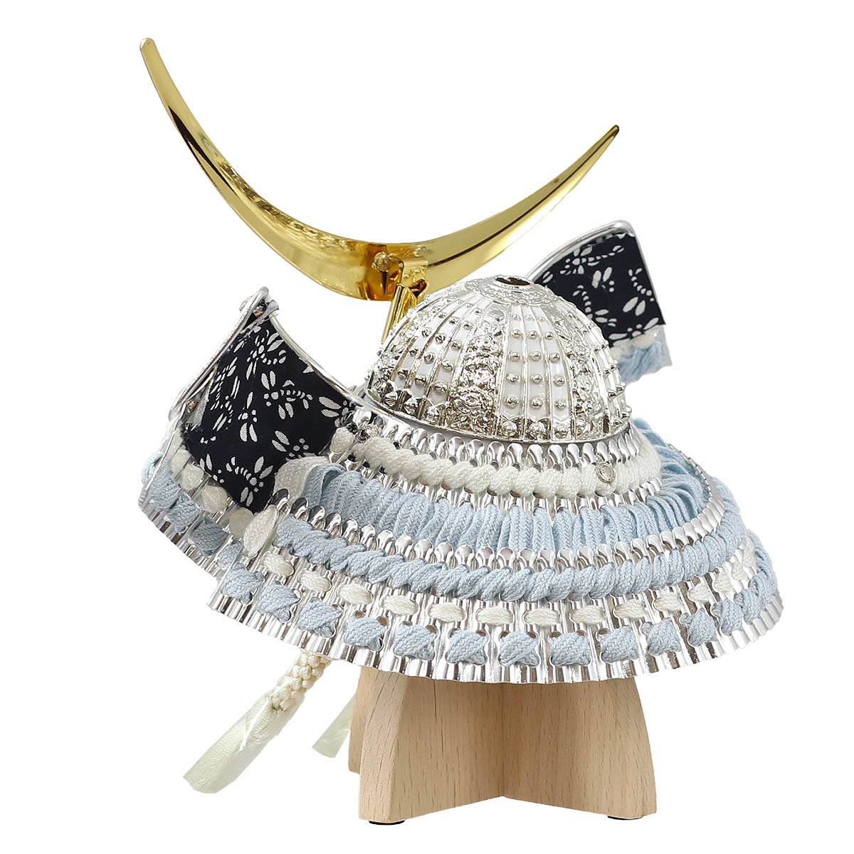 久月 五月人形 兜飾り 白銀 水色縅 伊達政宗公之兜 透かし麻の葉模様