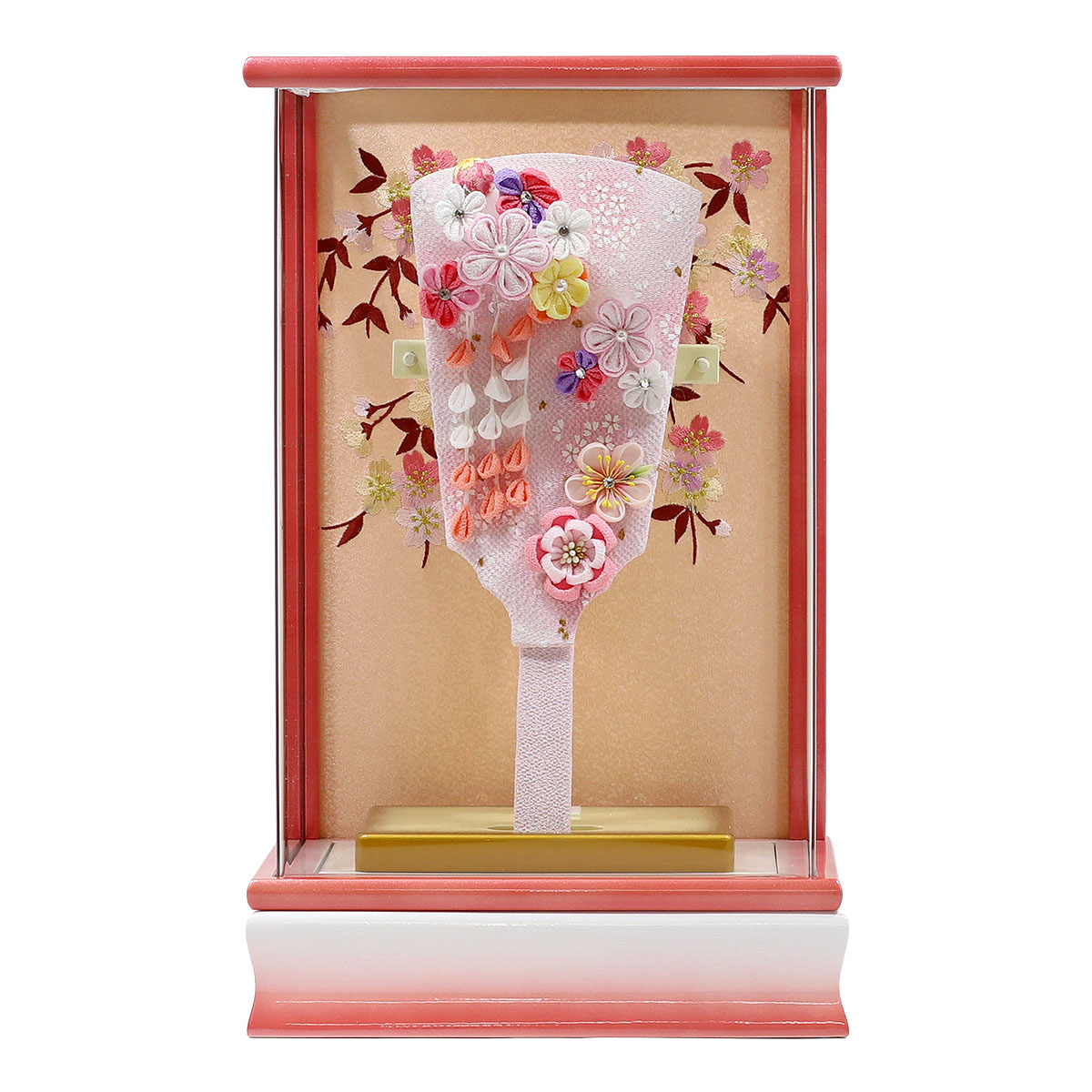 羽子板 お祝い 初正月 人形の東玉 つまみ細工 ピンク パール白/ピンク