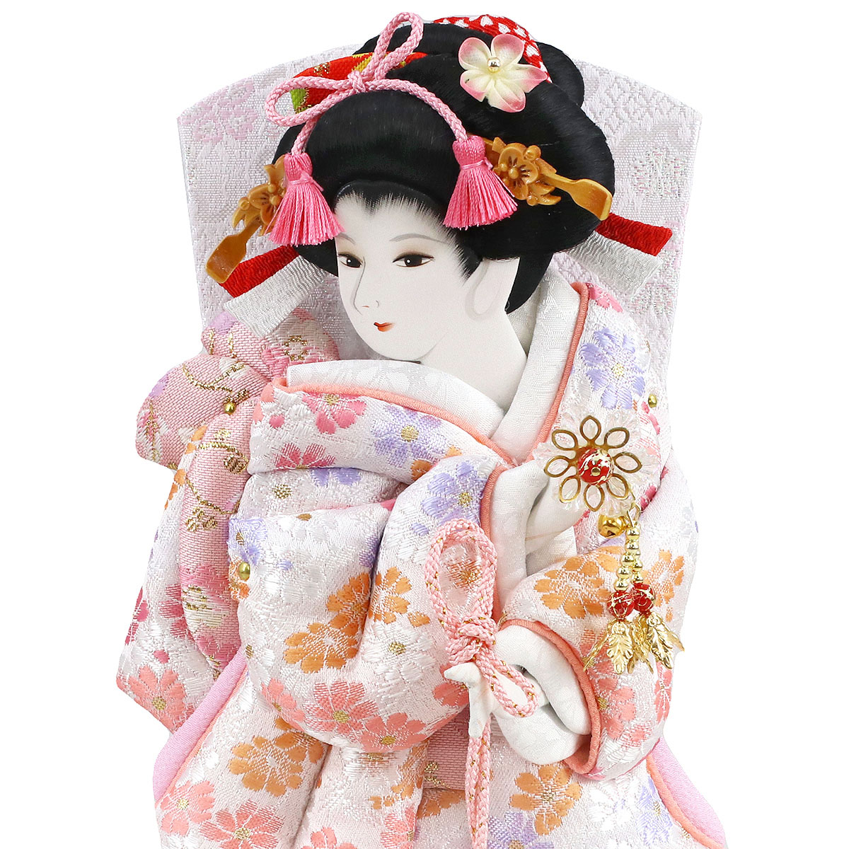 吉徳大光 羽子板 お祝い 初正月 8号 淡色羽子板 白/オレンジ 枠なし