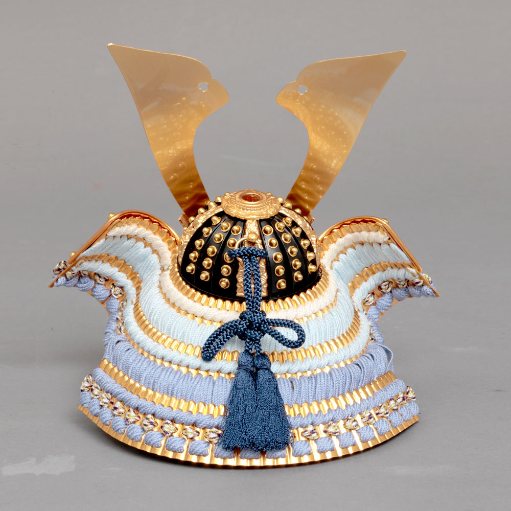 久月 五月人形 兜収納飾り 8号 針桐 兜二引収納飾り 正絹青裾濃縅