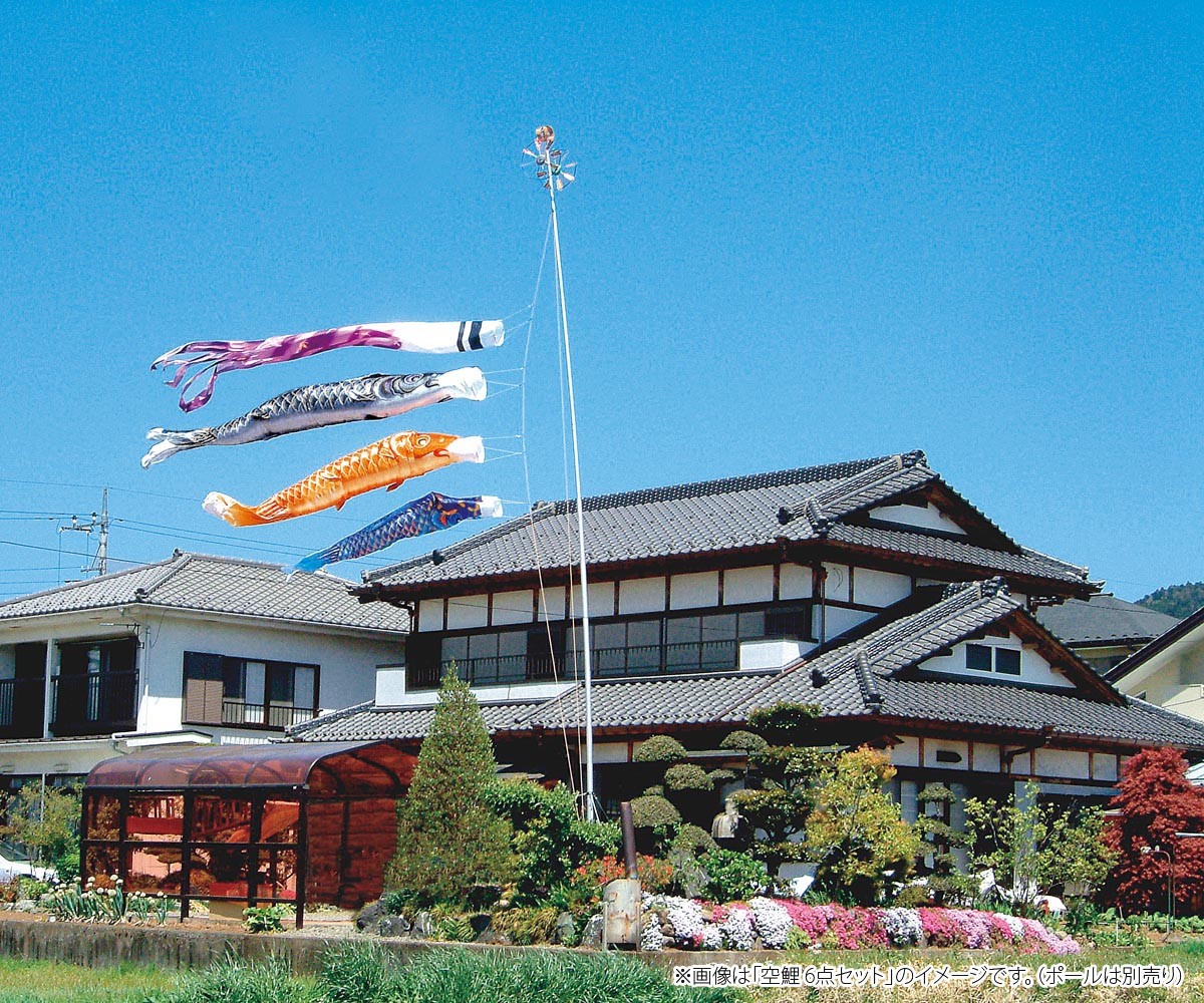 ダイヤ鯉のぼり 鯉のぼり 庭用 凛風 4m 6点 庭園用 大型セット/ポール