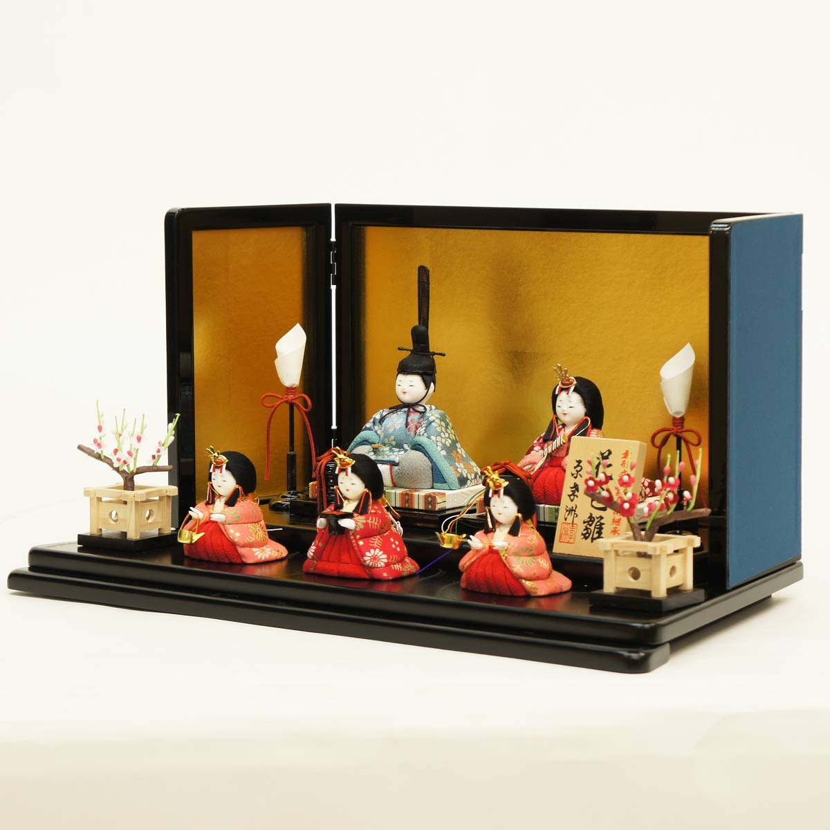 雛人形 コンパクト 木目込み 原孝州作 花色雛 木目込み雛人形 五人飾り