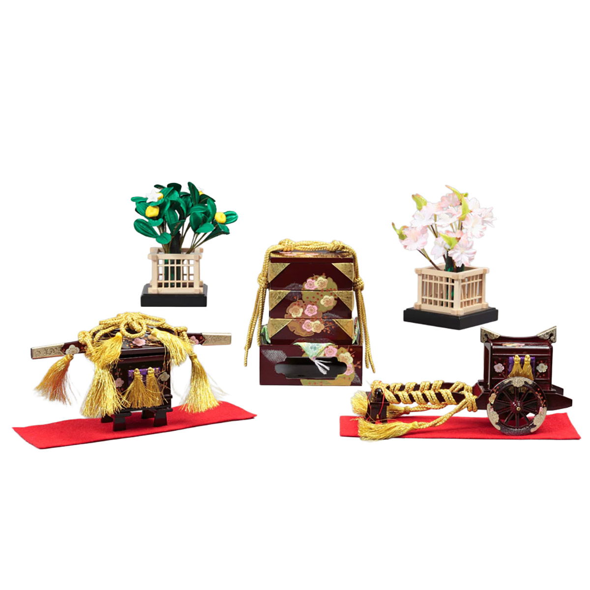 雛人形 三段収納飾り 皇雅雛 西陣織金襴 衣裳着 三五親王 芥子官女 五