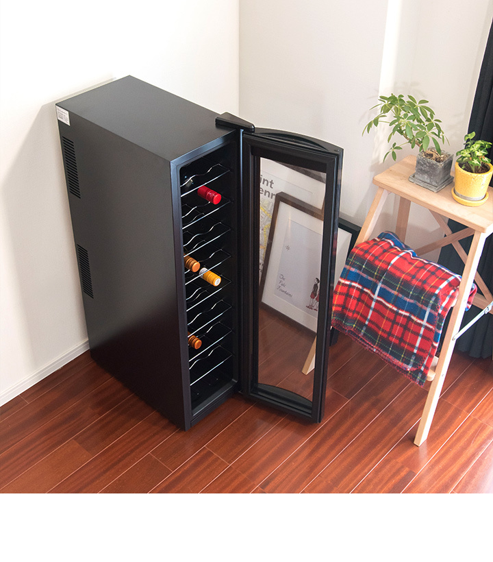 ワインセラー 家庭用 小型 スリム 幅約26cm 1ドア 大容量 9段 48L 最大