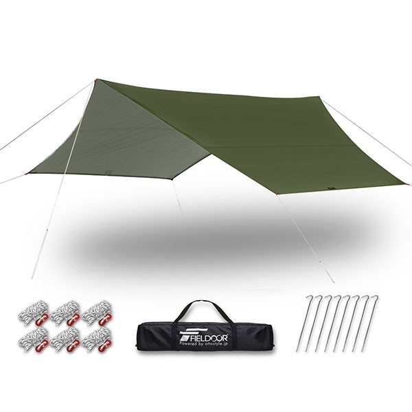 アルミポール2本付き】 TCヘキサタープ (L)カーキ色 大型フィールドア