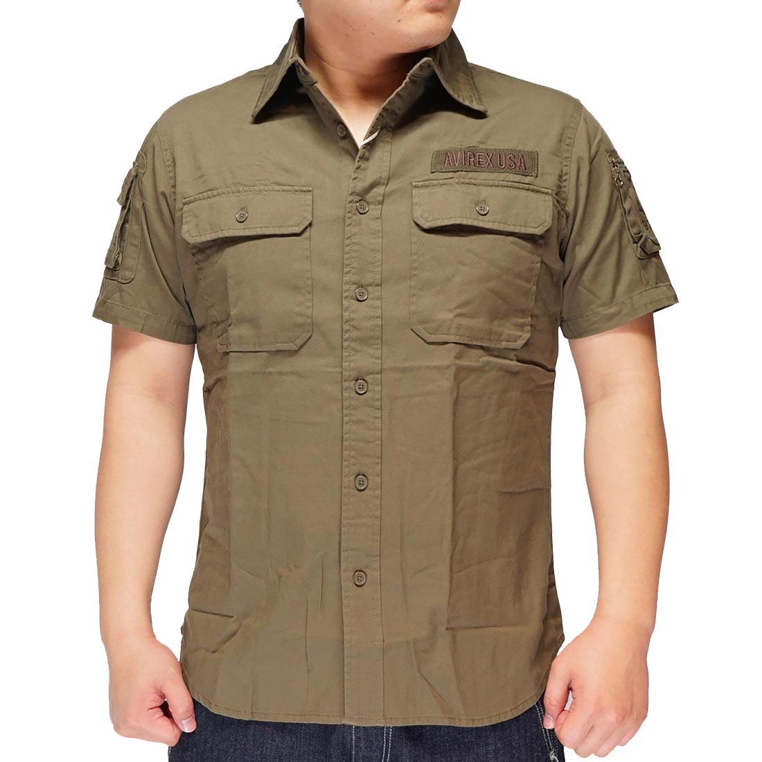 AVIREX（アヴィレックス） 半袖 ファティーグ カーキ シャツ 6175093