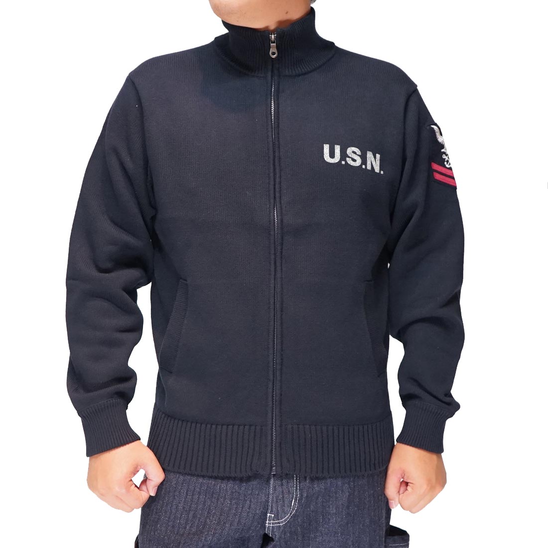 AVIREX アヴィレックス ジップアップ ニット ジャケット メンズ