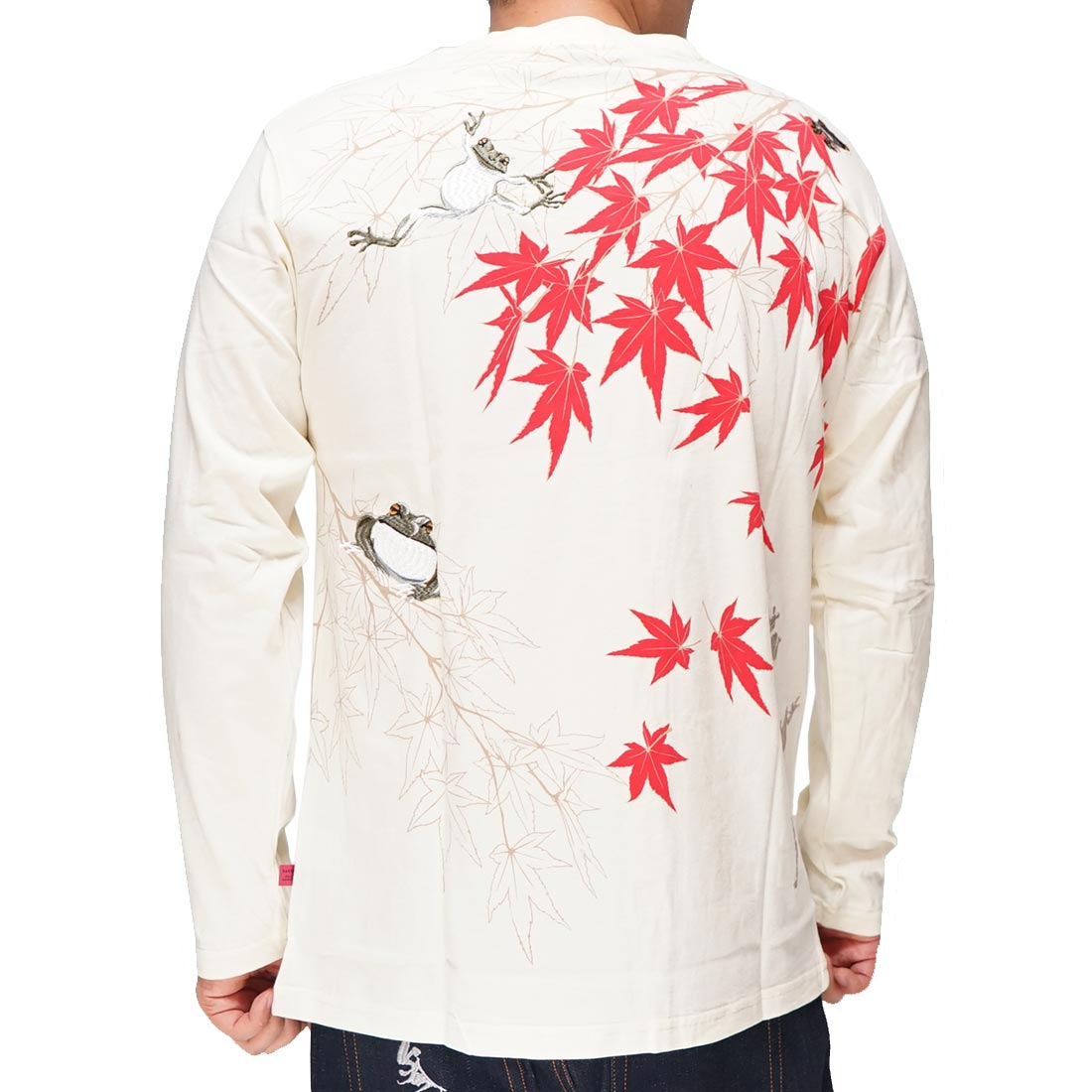 参丸一 サンマルイチ 和柄 ロング Tシャツ 長袖 メンズ ロンT 紅葉に蛙