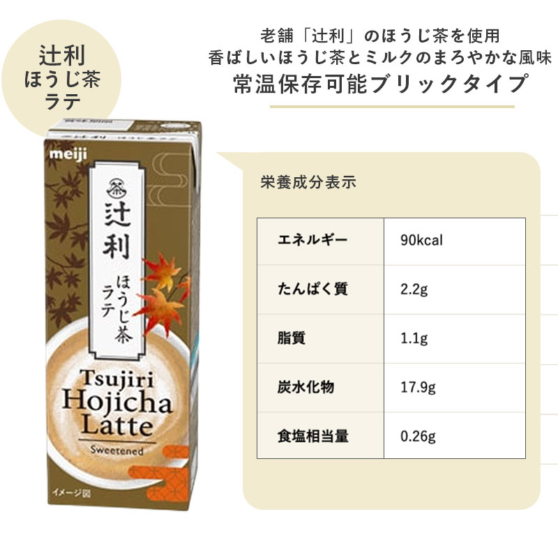 明治（meiji） 辻利ほうじ茶ラテ 200ml×24本 紙パック まとめ買い