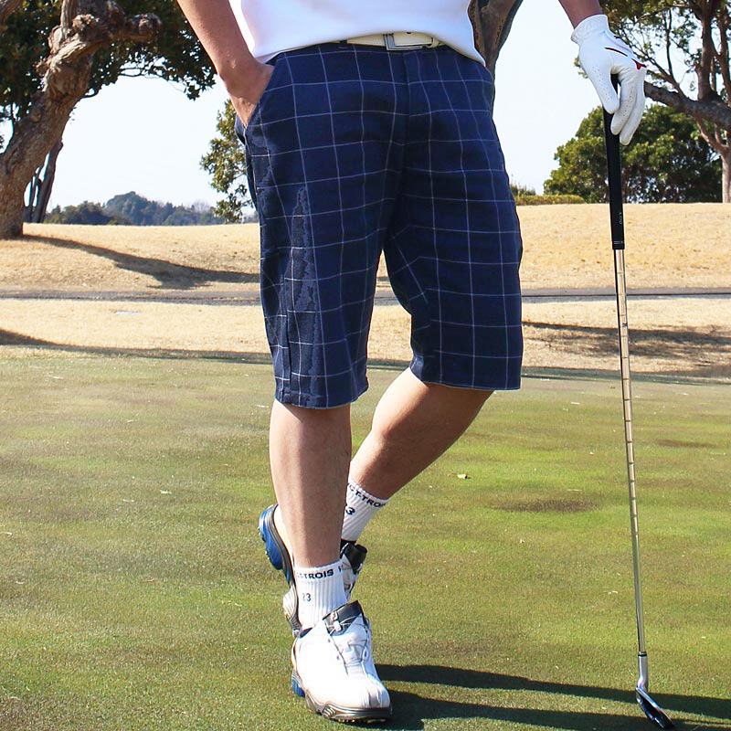 ゴルフパンツ メンズ ハーフパンツ ショートパンツ チェック柄
