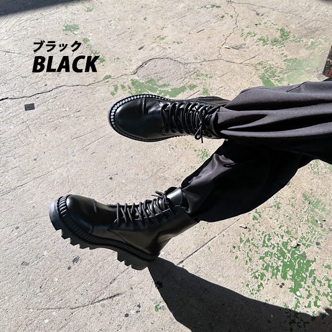 ミリタリーブーツ メンズ 厚底ブーツ サイドジップ レザーブーツ