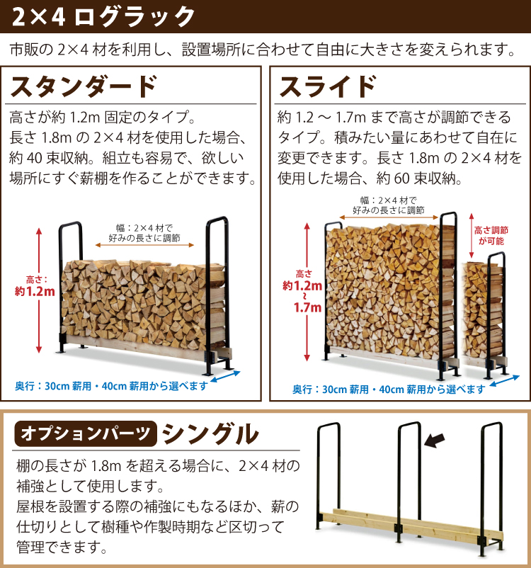FIRESIDE（ファイヤーサイド） 2x4 ログラック 30 シングル