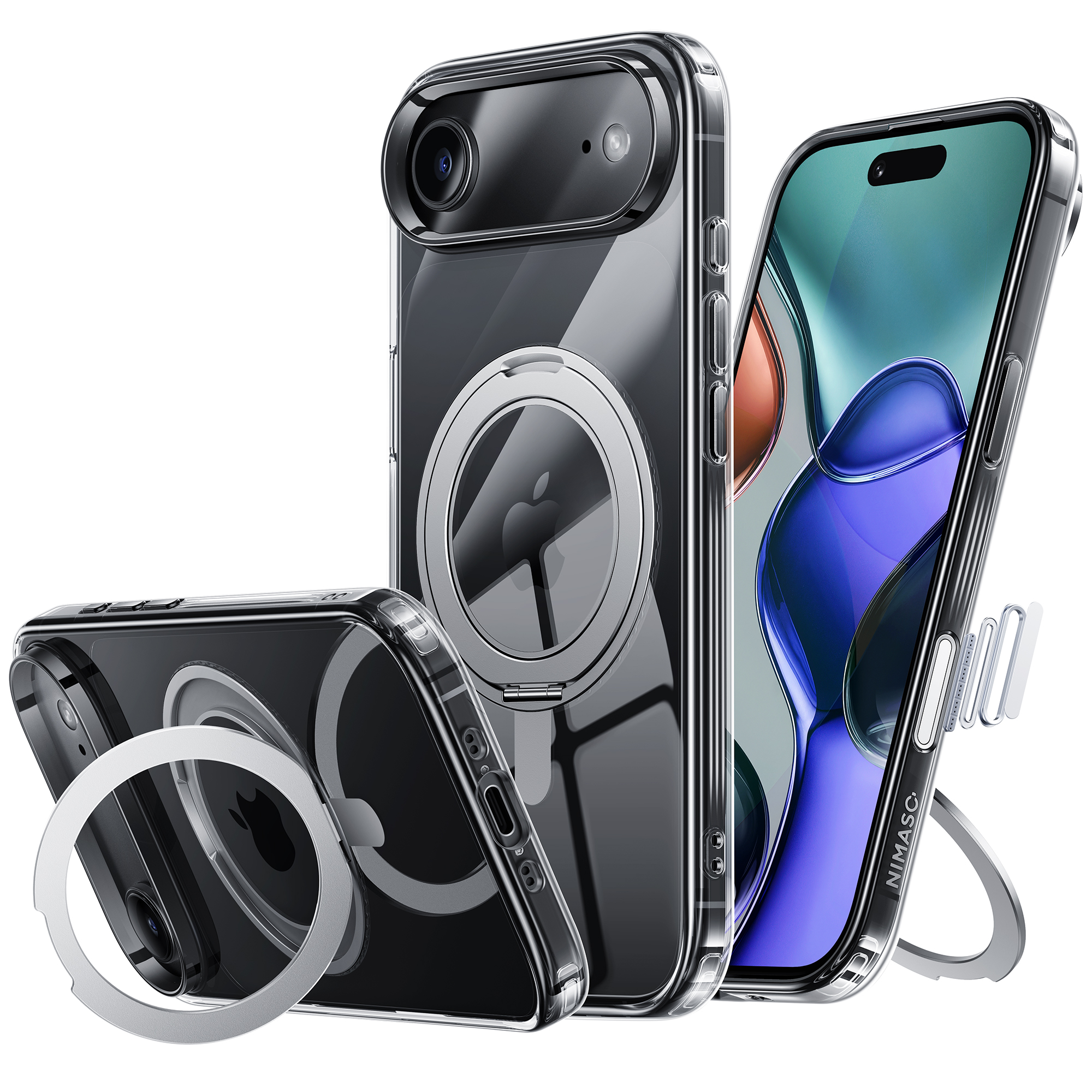 NIMASO（ニマソ） NIMASO iPhone17/16/16eケース 360°回転スタンド