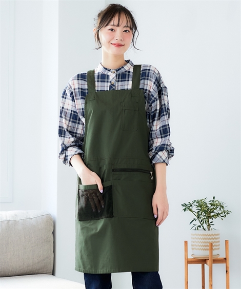 ニッセン（nissen） レディース ポケットたくさん手ぶら エプロン はっ