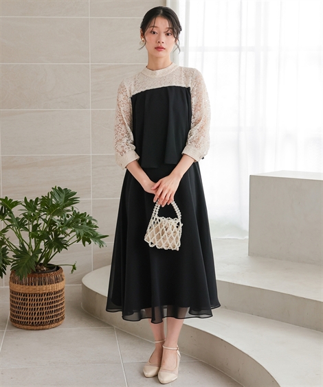 ニッセン（nissen） ドレス パーティー レディース レース 切替