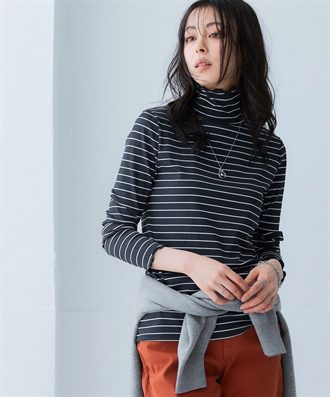 ニッセン（nissen） Tシャツ カットソー レディース 細リブ ハイネック