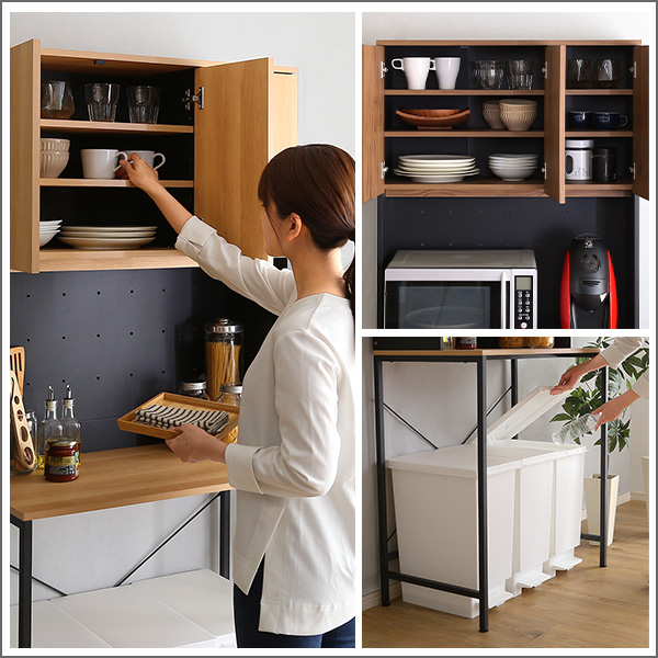 キッチンにゴミ箱スペース ゴミ箱上キッチンラック 幅80 ゴミ箱上