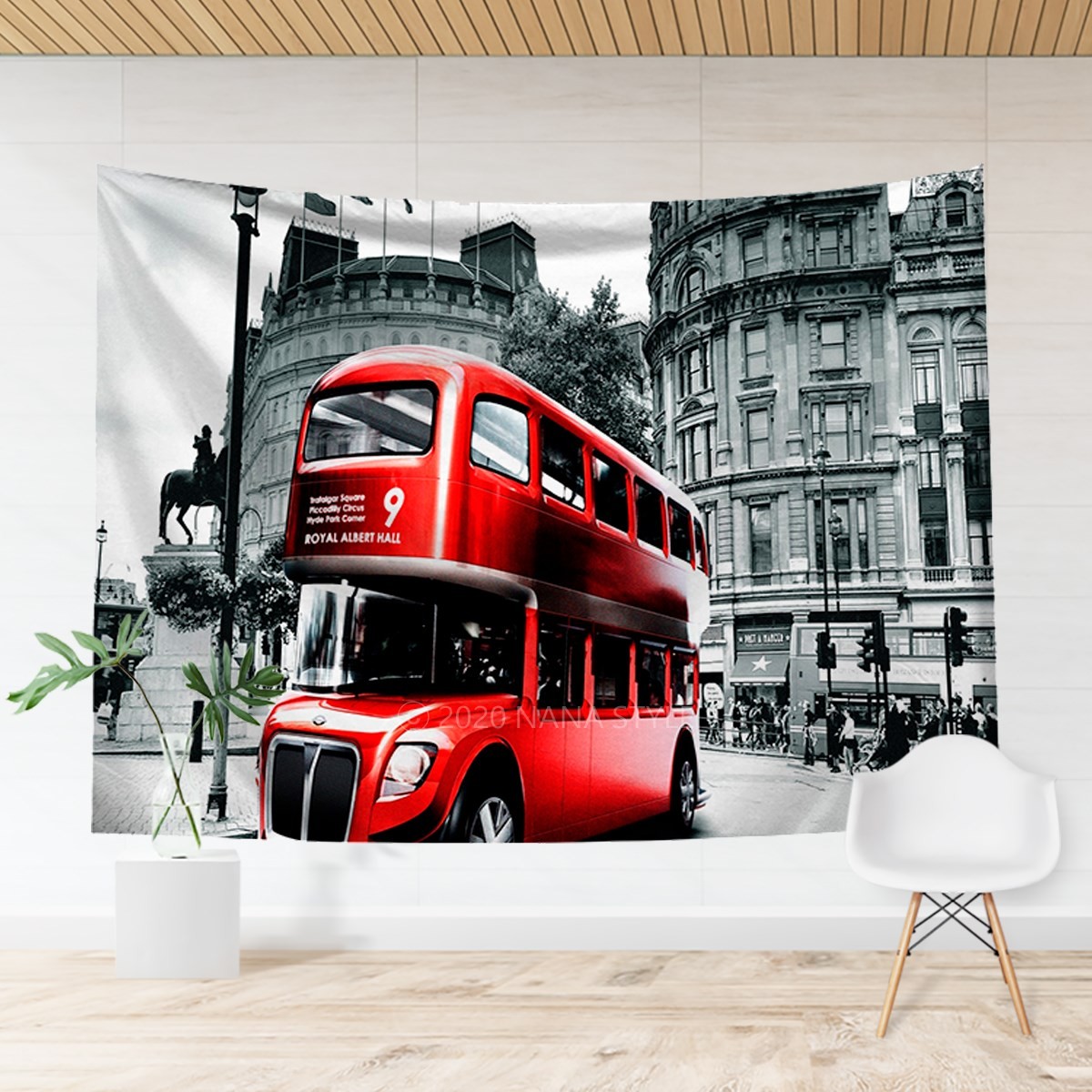 タペストリー ロンドンバス 大判 おしゃれ 北欧 インテリア 雑貨