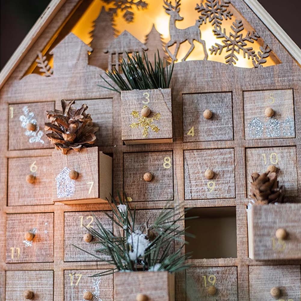 アドベントカレンダー 木製 クリスマス 子ども ライト アドヴェント