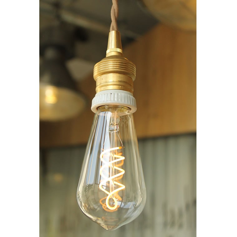 レトロ真鍮ペンダントライト 60cmタイプ E26 ソケット 照明器具 陶器 1