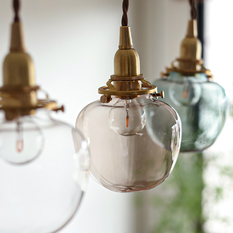 ランプシェード 3点留めペンダントライト100cm＋ガラスシェード ポム