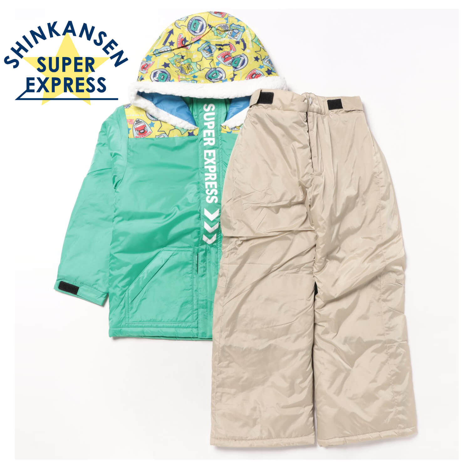 特価 スキーウェア 子供 上下セット シンカンセン 新幹線 キッズ
