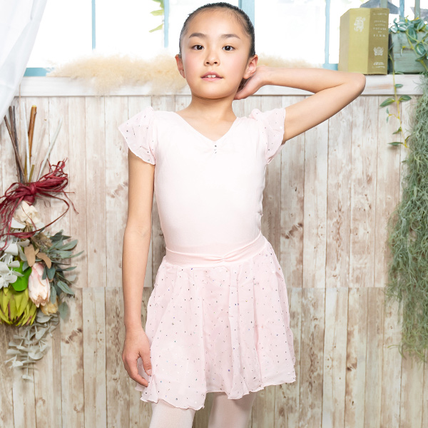 期間限定セール]バレエレオタード 子供用 スパンコールスカートセット