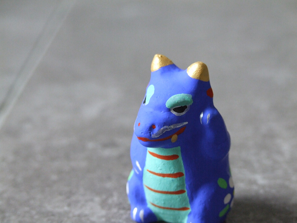 郷土玩具 民藝 福島県 工房千想 豆招き辰 青 干支 龍 縁起物 置物 開運