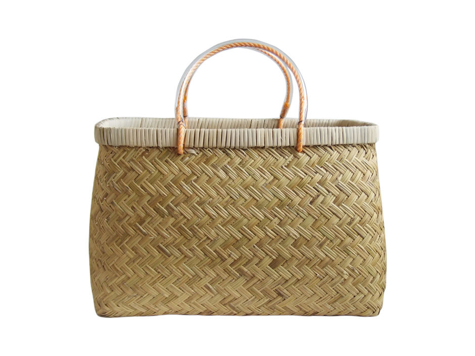 岩手県鳥越地区の竹細工 スズ竹 篠竹 市場かご 尺四 W44cm ビニール