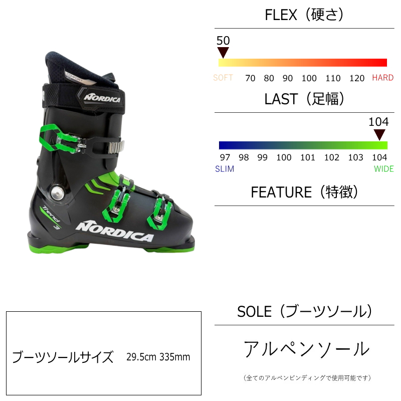 24-25 NORDICA TREND 3 [29.5cm足幅104mm幅] ノルディカ メンズ スキー