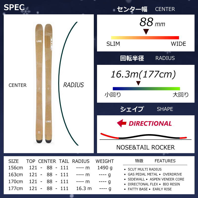 LINE OPTIC 88+XPRESS 10 GW ワンタッチ調整ビンディング付 25モデル