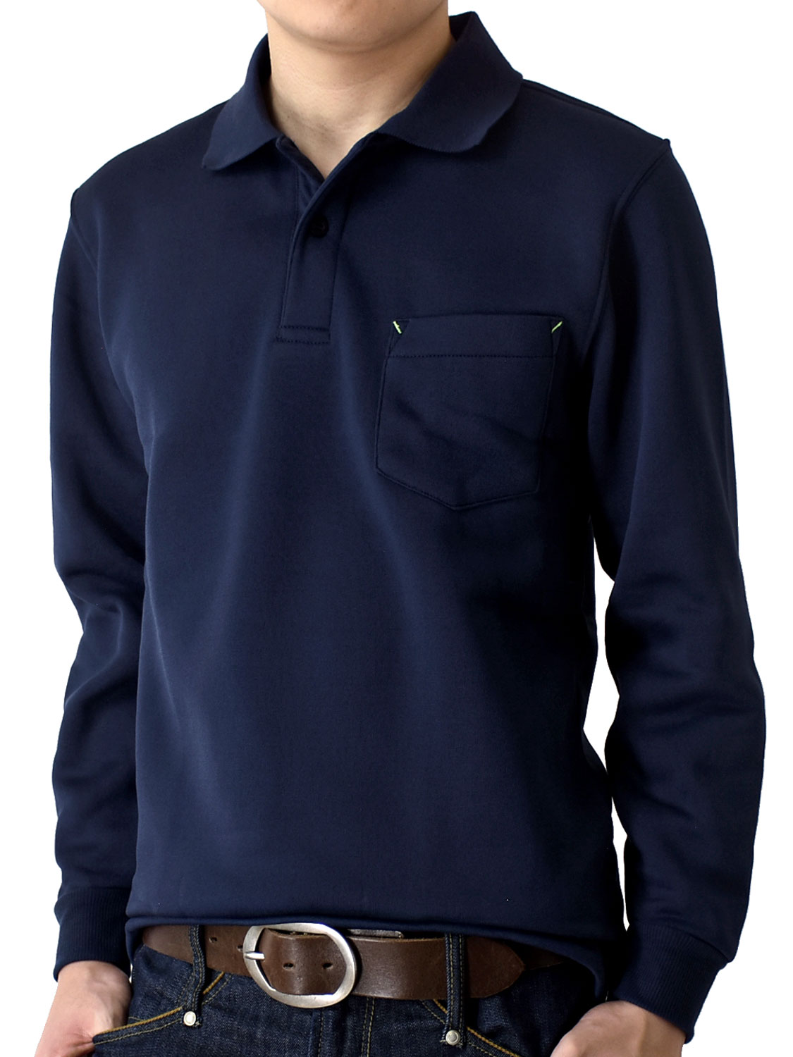 裏起毛 ポロシャツ メンズ 長袖 厚手 無地 ストレッチ 防寒 作業着