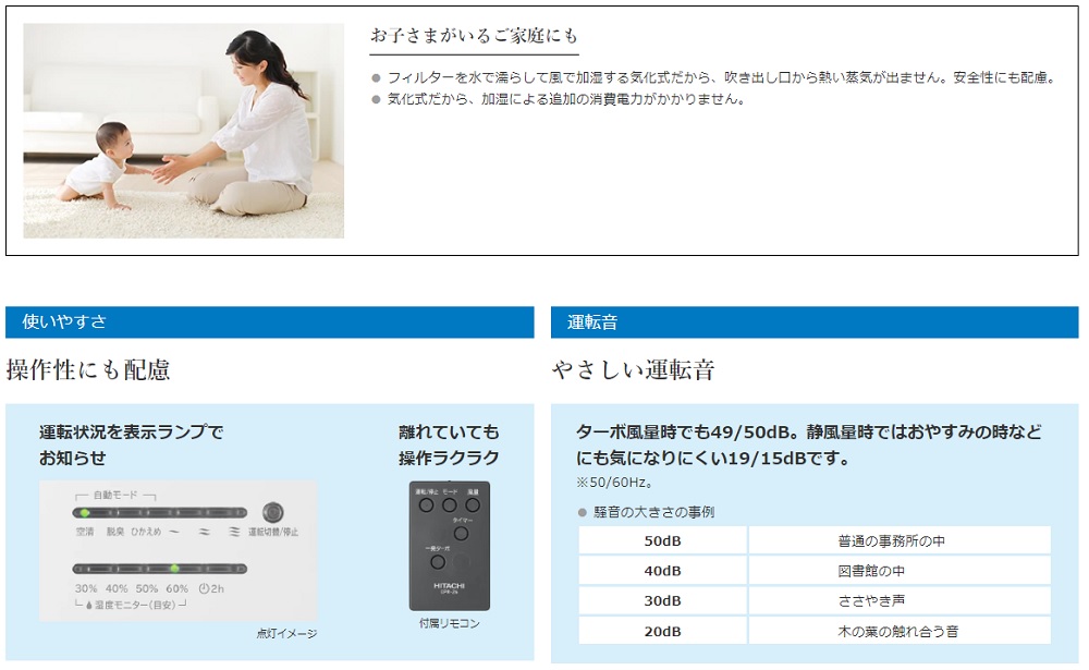 日立（HITACHI） 空気清浄機 加湿 小型 卓上 空清16畳 加湿6畳 加湿