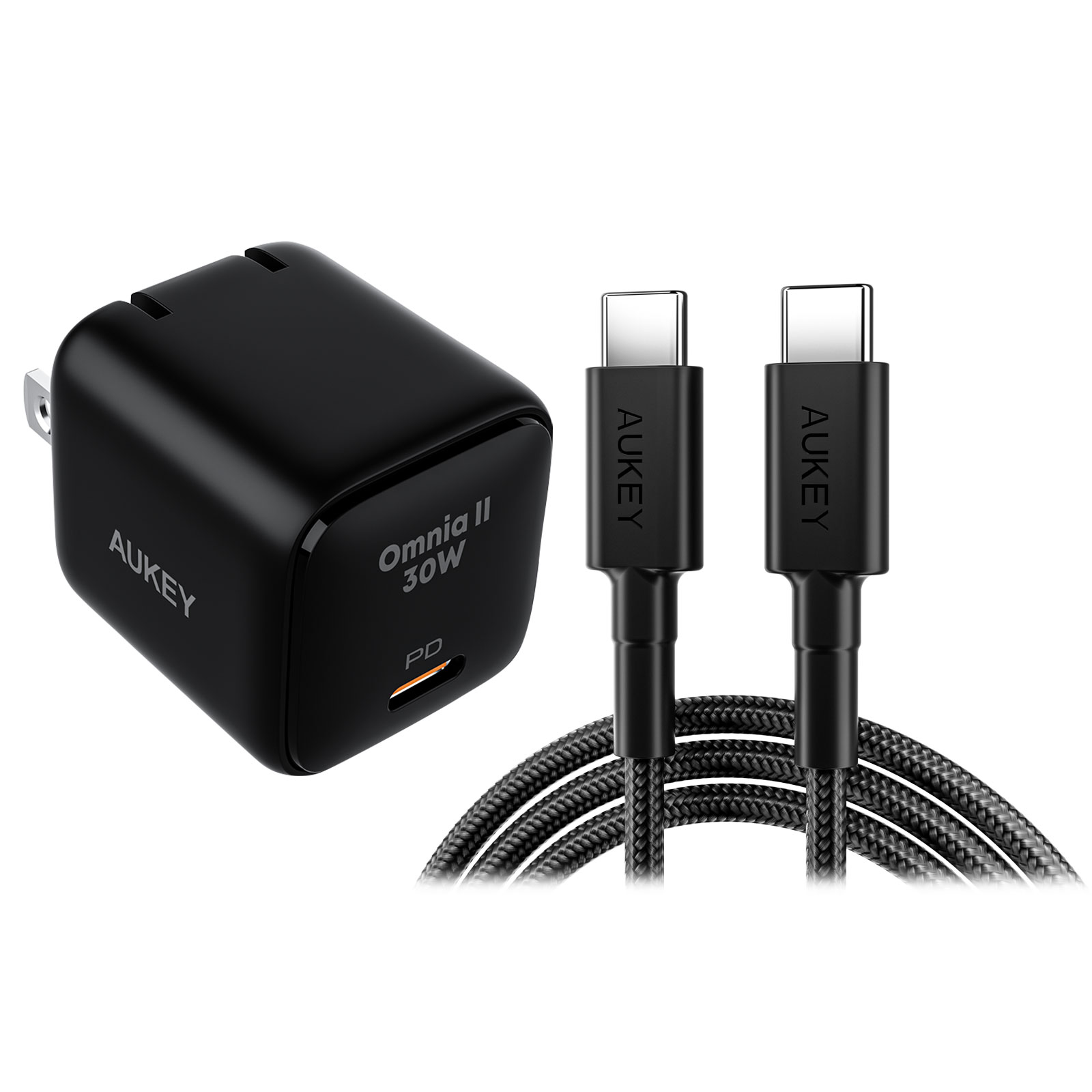 AUKEY AUKEY USB充電器+type-C ケーブルセット 30W 超小型 AC