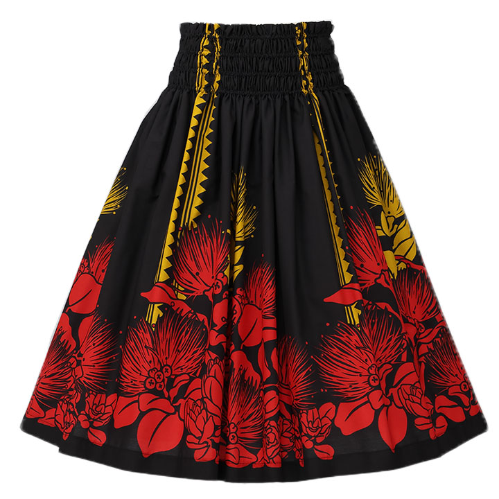 即納☆ パウスカート 黒×赤 BL202 [SK444-7-3758] フラダンス 衣装