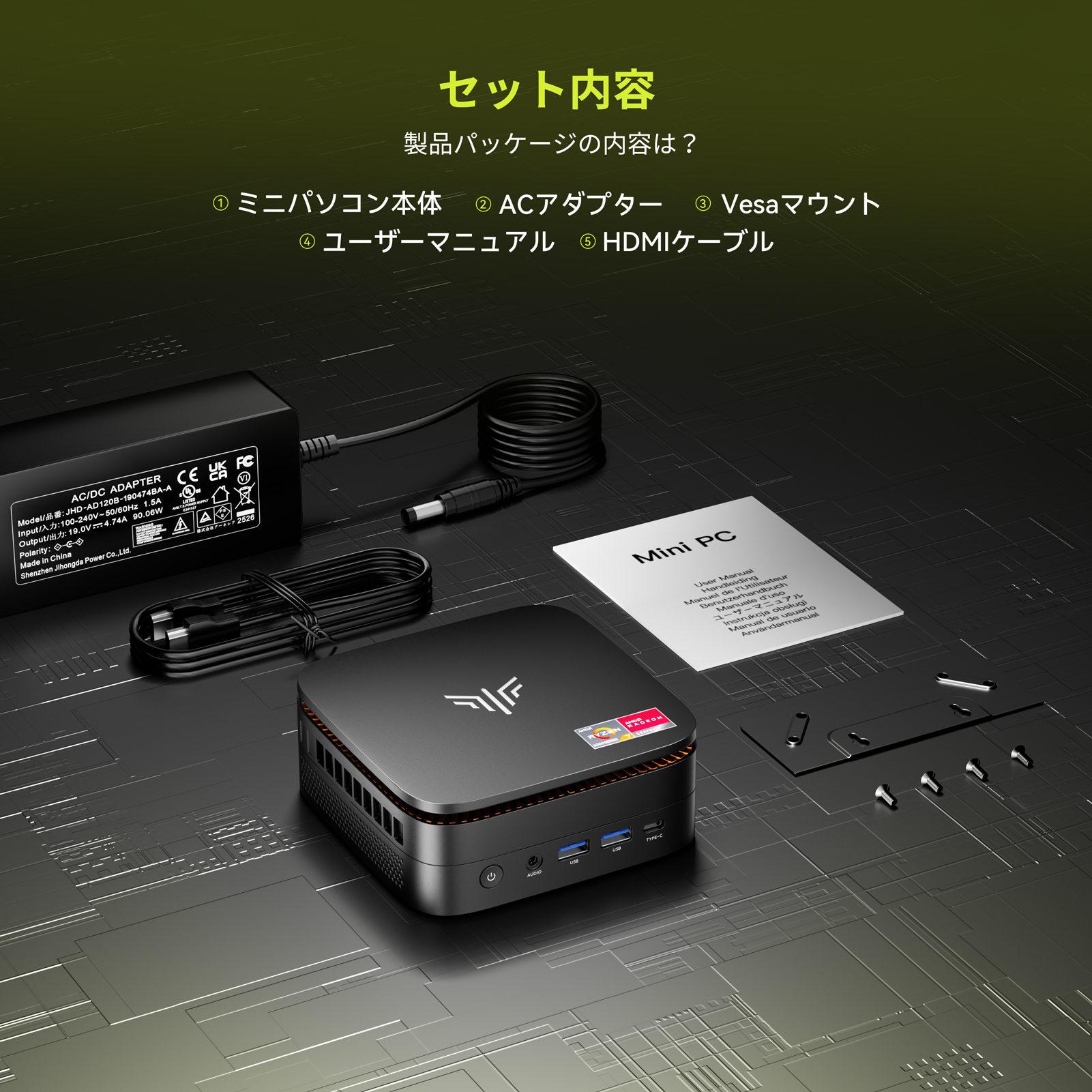 OEM Key保証 ミニPC【AMD Ryzen7 7735HS 24GB+512GB】 ミニPC Win11Pro