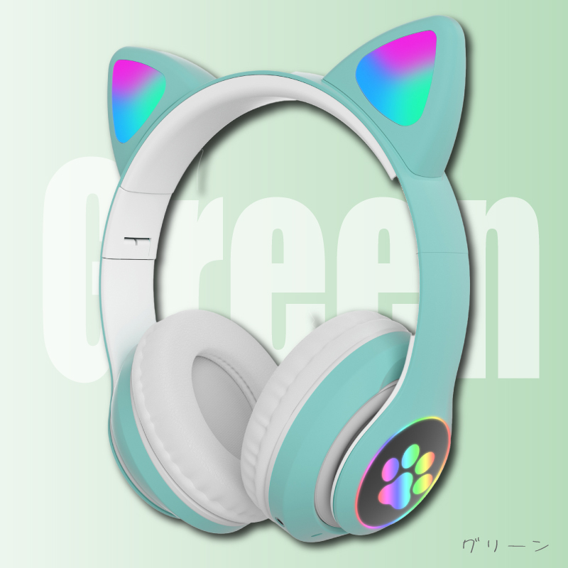 ワイヤレスヘッドホン AKS-28 ゲーミング 猫耳 ネコ耳 Bluetooth LED