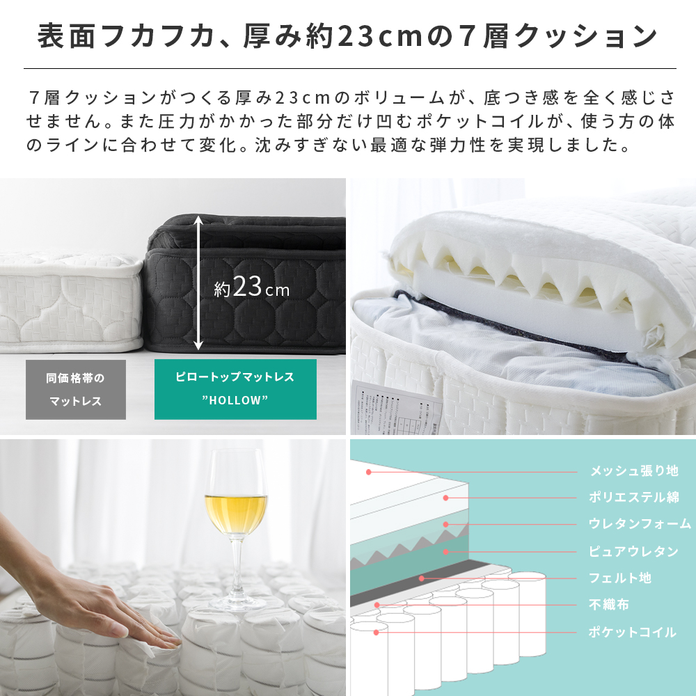 エア・リゾーム マットレス クイーン ポケットコイル ピロートップ