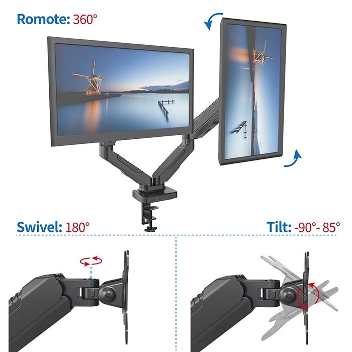 ルーメン Lumen MA-GS207BK ガススプリング式 2面液晶ディスプレイ