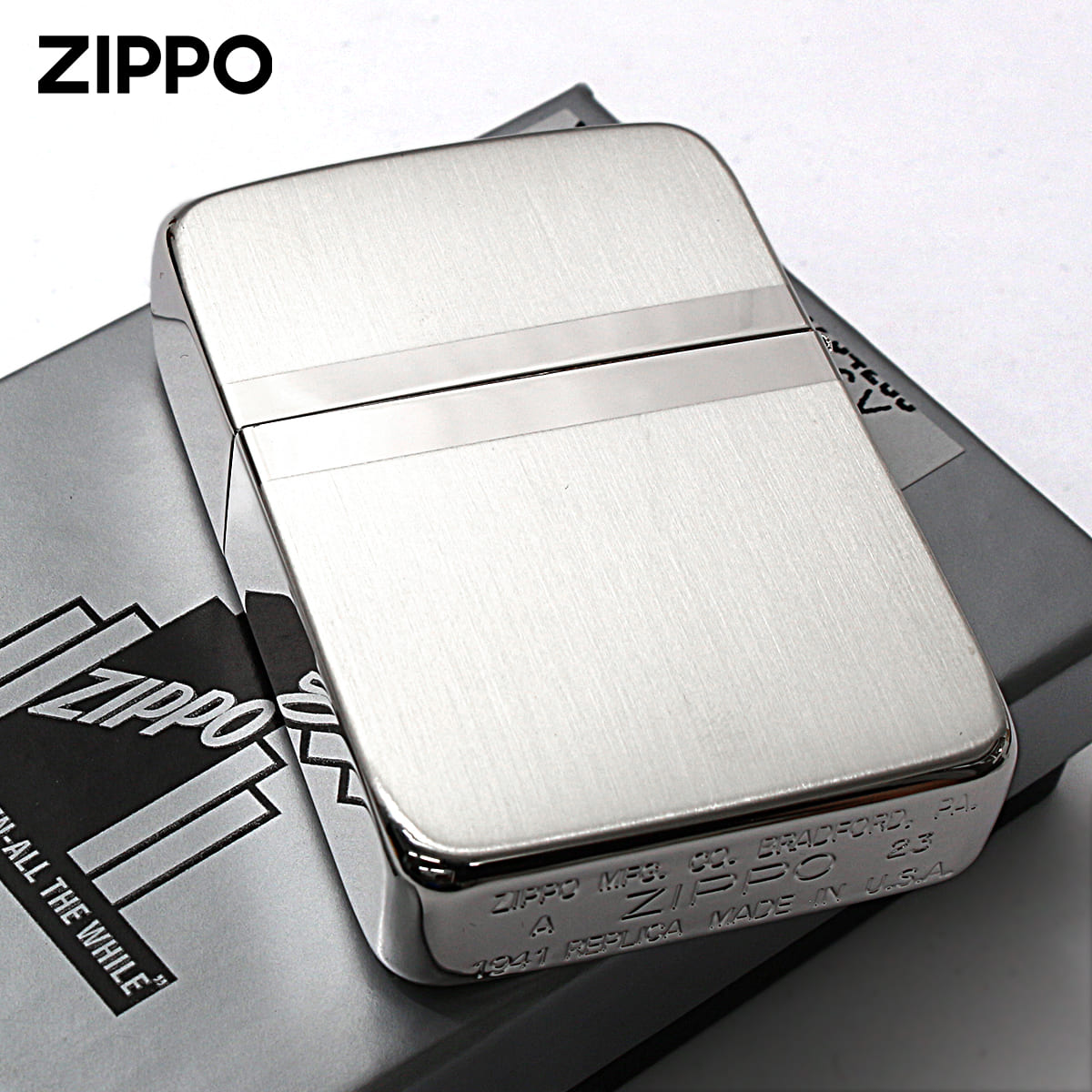 レプリカ Zippo ジッポライター 1941レプリカ ミラーライン 銀メッキ