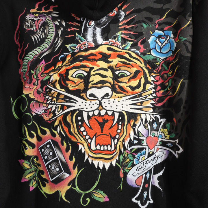 Ed Hardy（エド・ハーディー） フルZIPパーカー EDH-2406 裏毛 刺繍